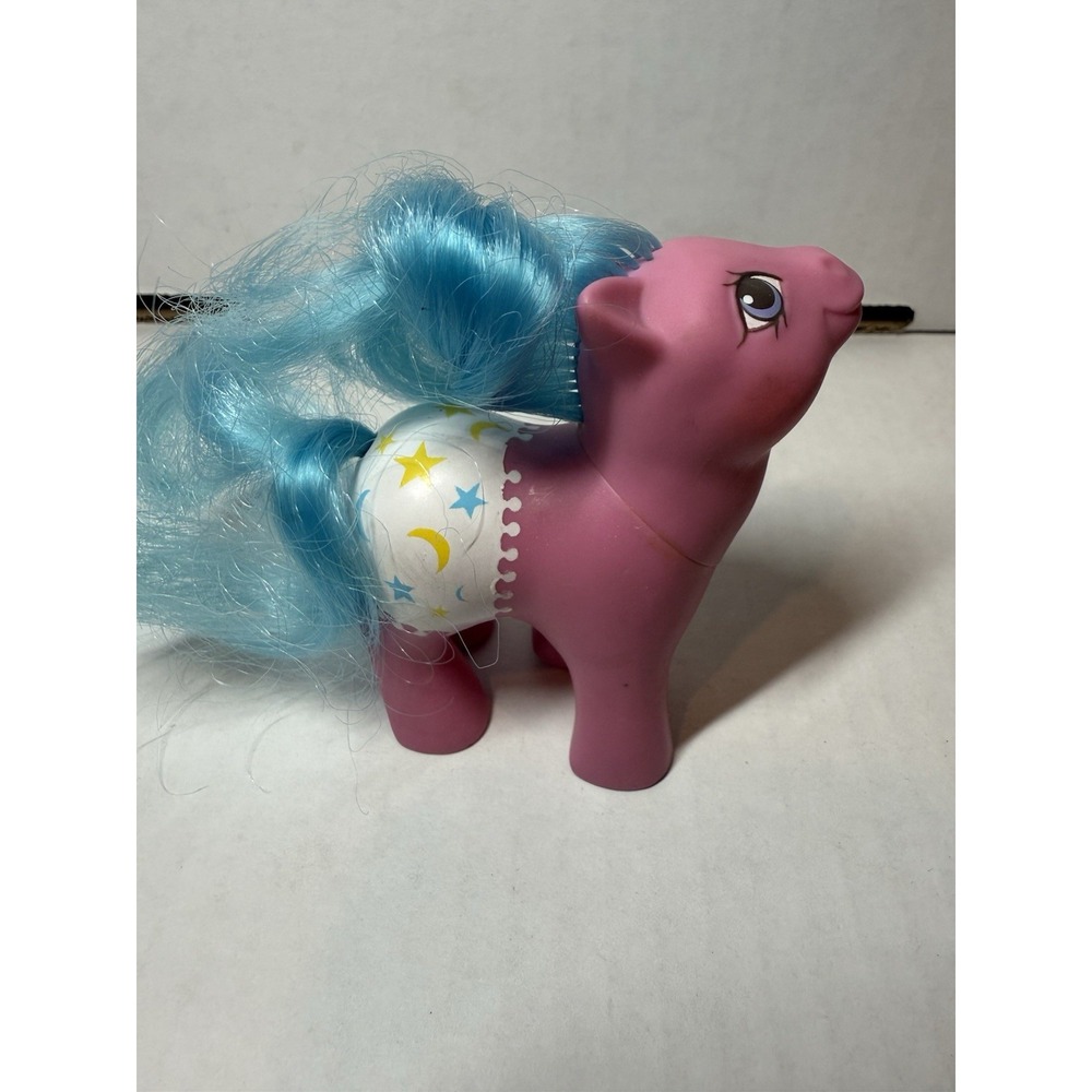 VTG 1987 My Little Pony Nightcap G1 Twice‎ As Fancy Hasbro Pink Blue Hair Stars